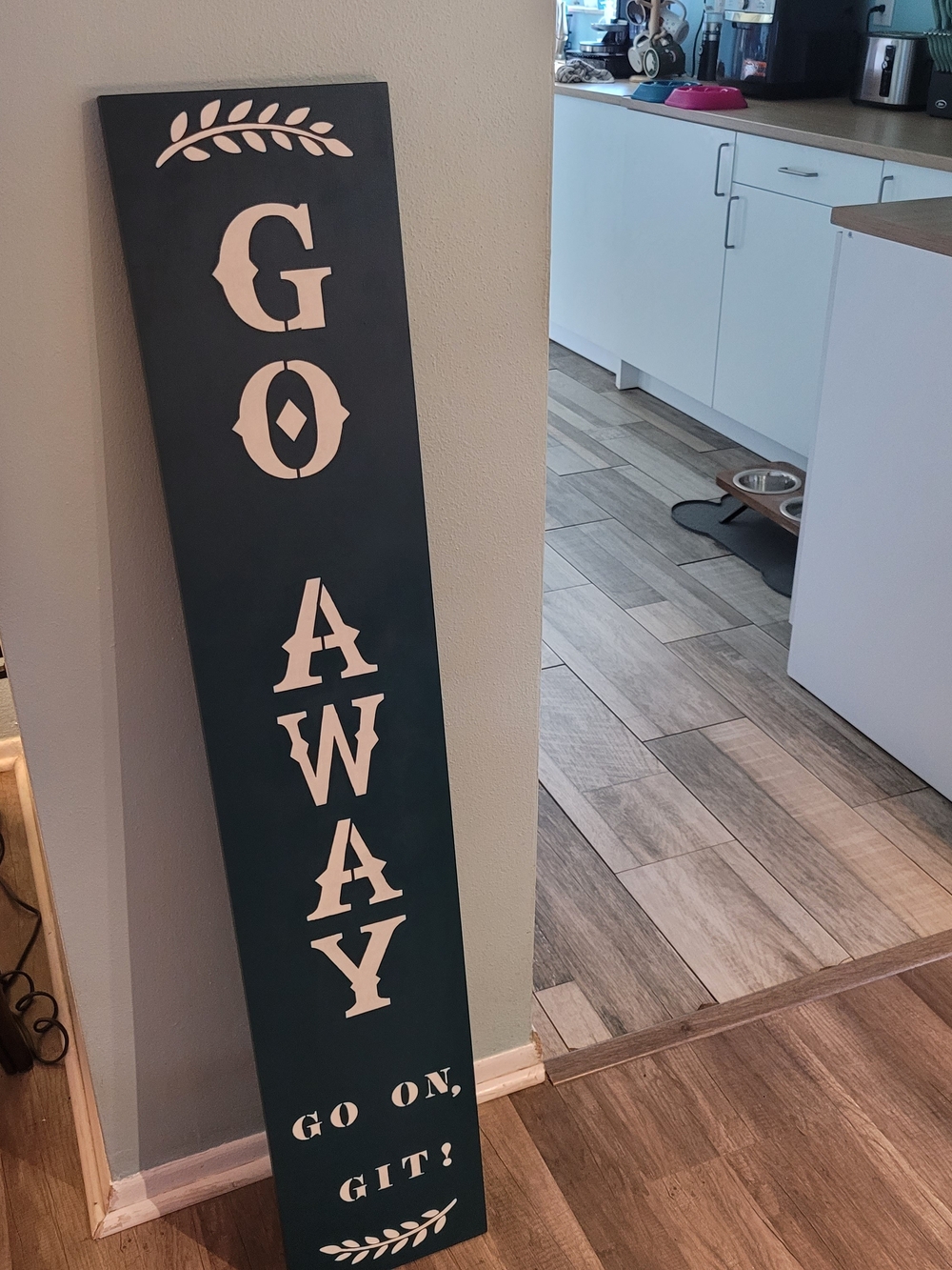 Hand Painted GO AWAY Porch Sign